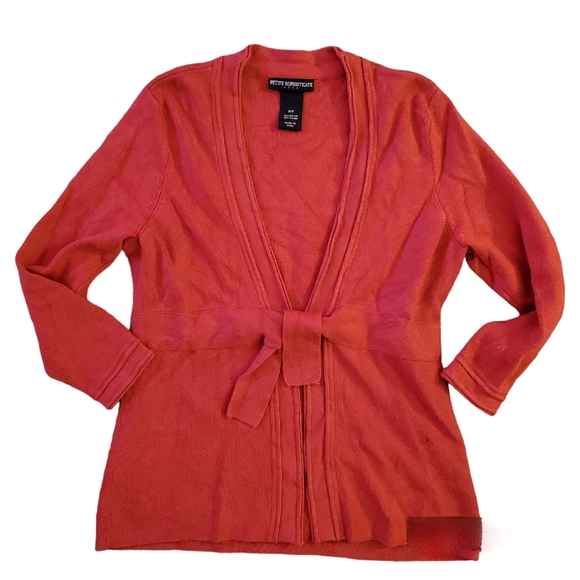 Petite Sophisticate Sweaters - 20- Petite Sophisticate Red/Orange cardigan Size XS